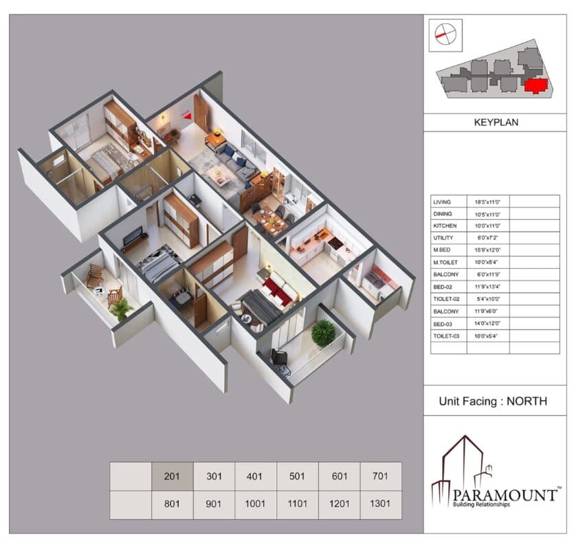 Paramount Boulevard-1 unit plan 1