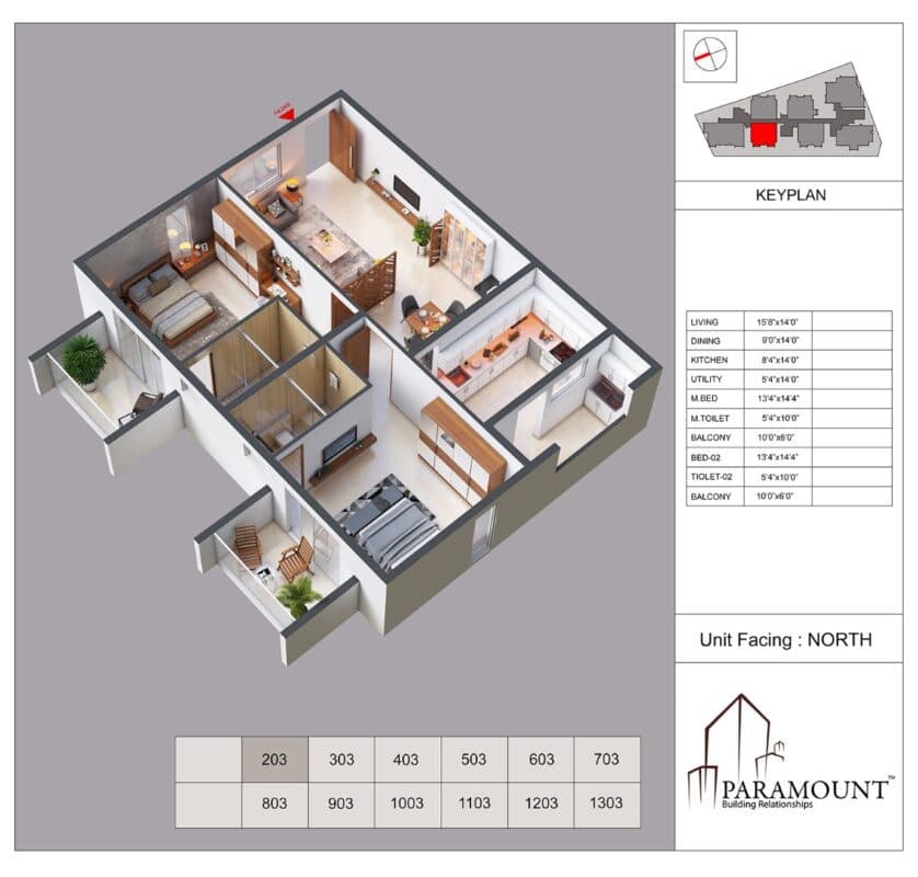 Paramount Boulevard-1 unit plan 3