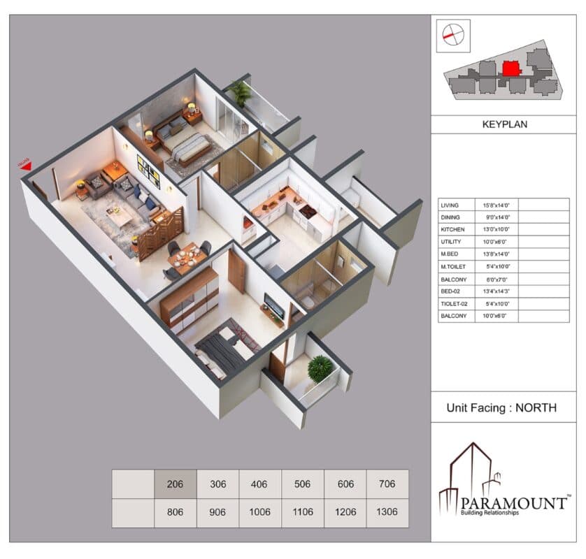 Paramount Boulevard-1 unit plan 6